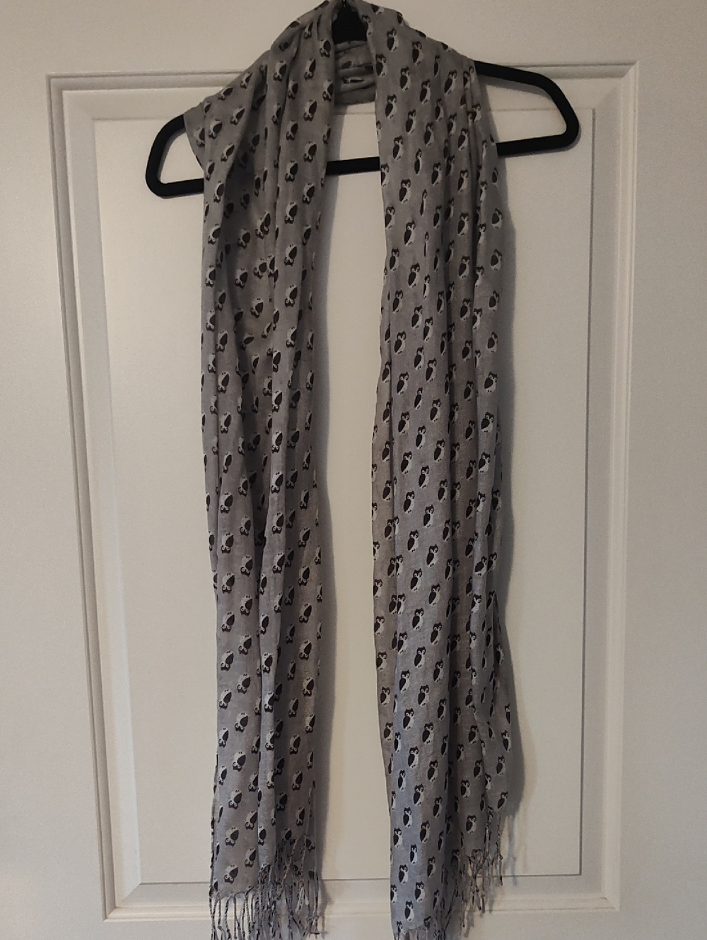 Light Gray Owl Print Scarf